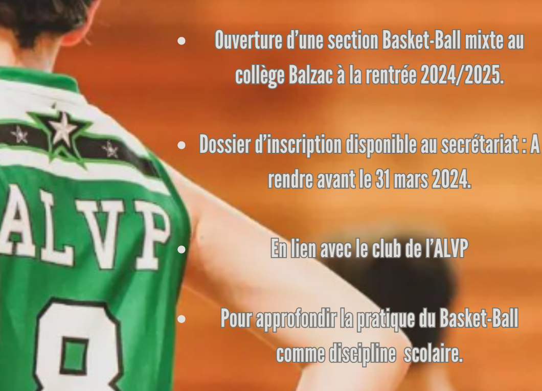 La future section sportive basket du collège Honoré de Balzac de Vénissieux recrute.